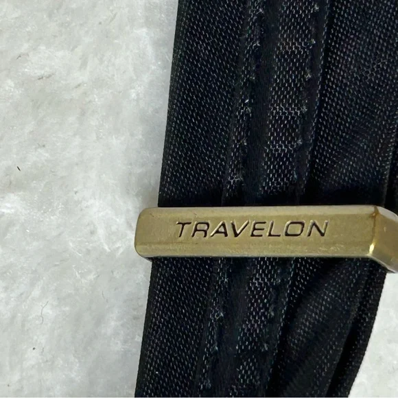 Travelon Black Crossbody Bag Gold Hardware Lockdown Features Anti-Slash Strap - Picture 2 of 16